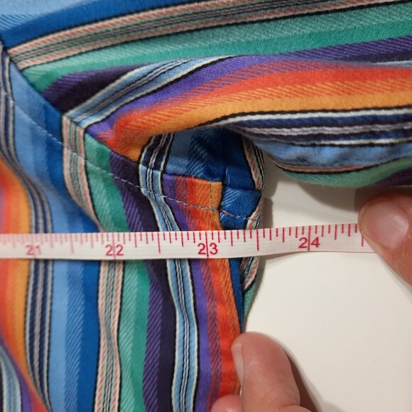 Robert Graham Dress Shirt Multicolor Stripe Geometric Flip Cuff Embroidery Large - Picture 10 of 15